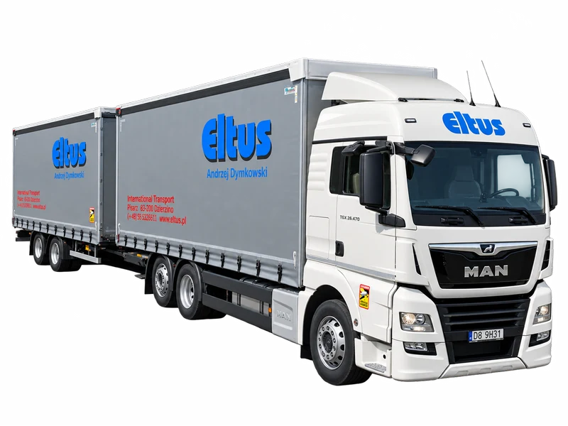 MAN TGX w barwach ELTUS – widok z przodu